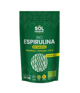 Spirulina in Gluten-Free Tablets Bio Vegan 200 Tablets Solnatural