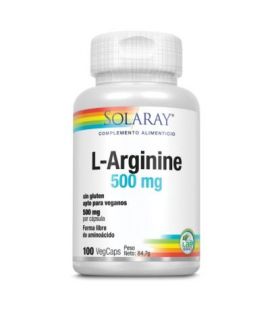 L-Arginine 500Mg Gluten Free Vegan 100caps Solaray