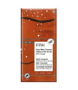 Dark Chocolate 62 Caramel and Fleur de Sel Mallorca Organic 80g Vivani