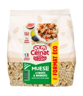 Muesli Oat Flakes 4 Fruits Almonds Eco 750g Celnat