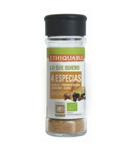 4 Spice Mix Cinnamon Black Pepper Ginger and Clove Eco 40g Ethiquable