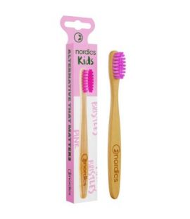 Cepillo dental de Bambu Niños Rosa Vegan 1ud Nordics Oral Care