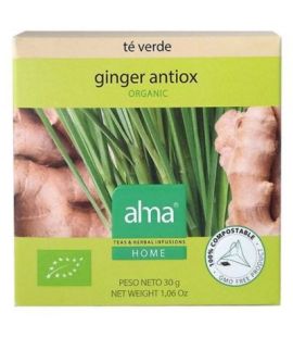 Green Tea Infusion Ginger Antiox Gluten Free Eco Vegan 15 Pyramids Alma