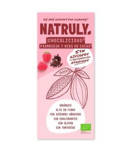 Chocolicious Raspberry choco tablet and organic cocoa nibs 85g Natruly