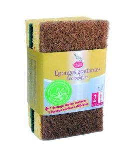 Brown Green Scouring Sponge 2 units La Droguerie Ecologique