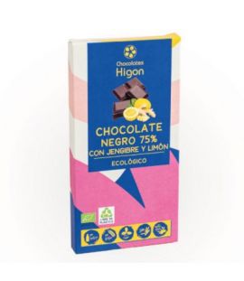 Dark Chocolate 75% Ginger and Lemon 100g Chocolates Higon