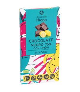 Dark Chocolate 75 with Lemon Eco 100g Chocolates Higon